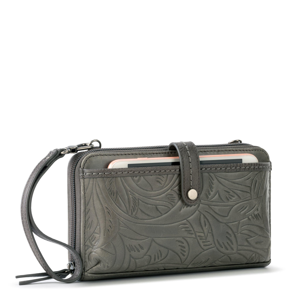The Sak Iris Smartphone Wallet - Leather - Slate Leaf Embossed