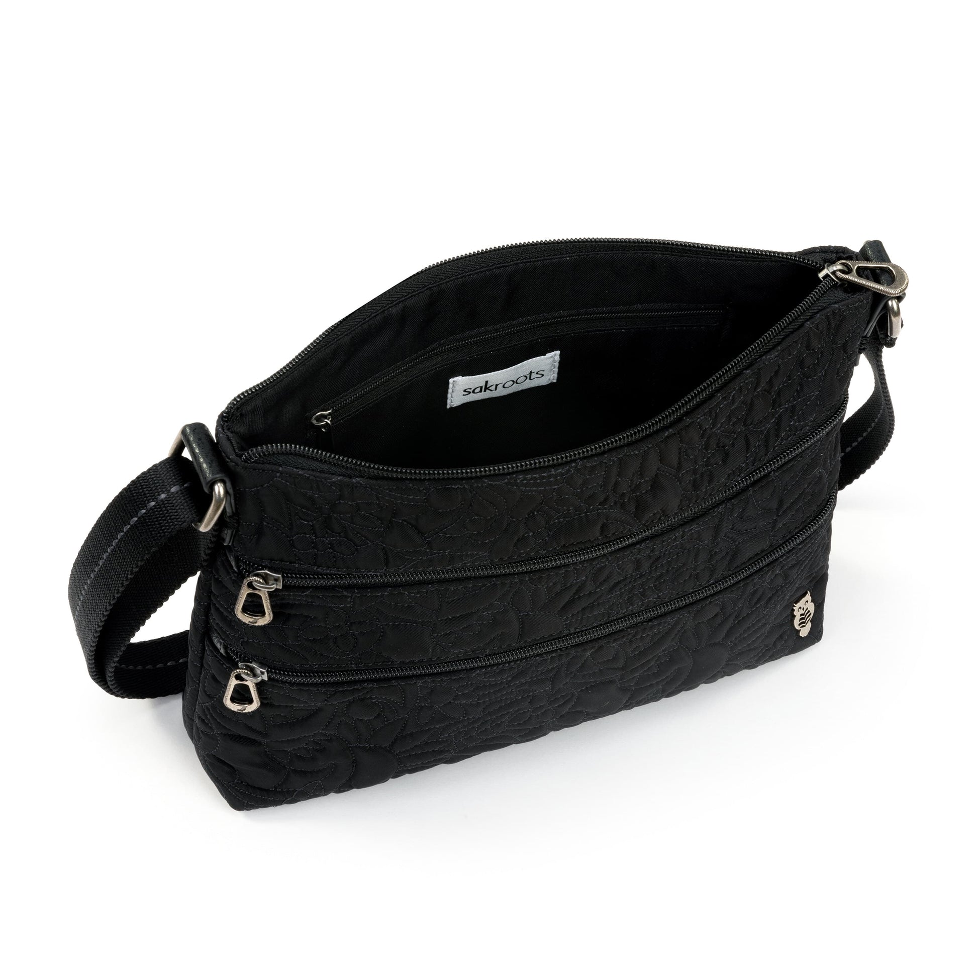 Sakroots Basic Crossbody EcoTwill - |Black Spirit Desert Quilted|