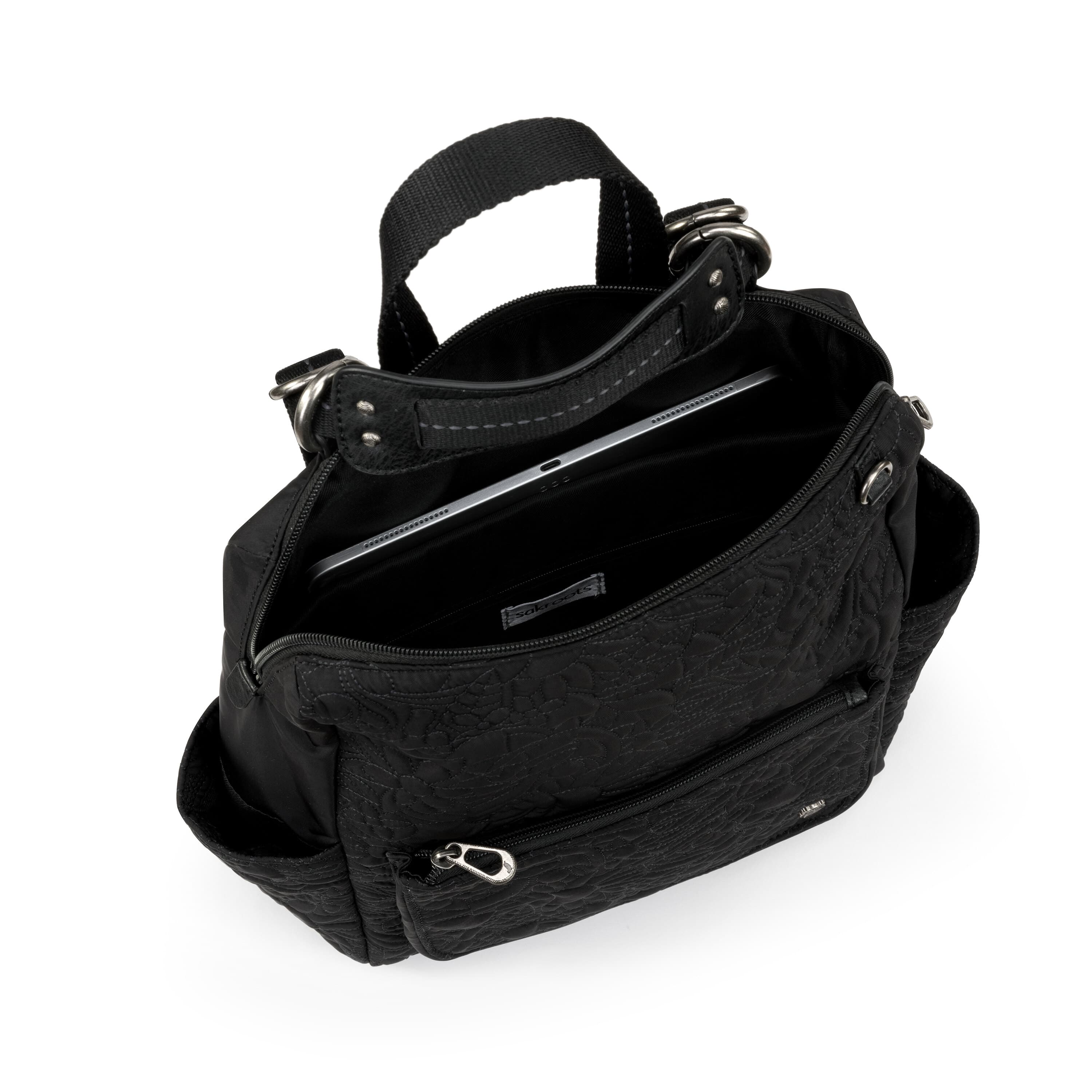 Sakroots Loyola Backpack - EcoTwill - Black Spirit Desert Quilted