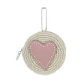 The Sak Circle Coin Pouch - Hand Crochet - Ecru Rosewood Heart