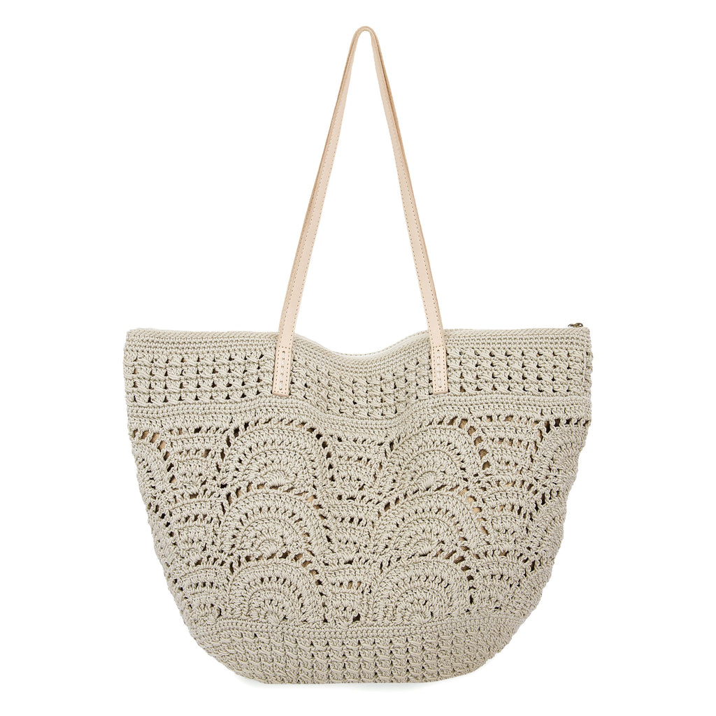 The Sak Faye Large Tote - Hand Crochet - Natural Fan