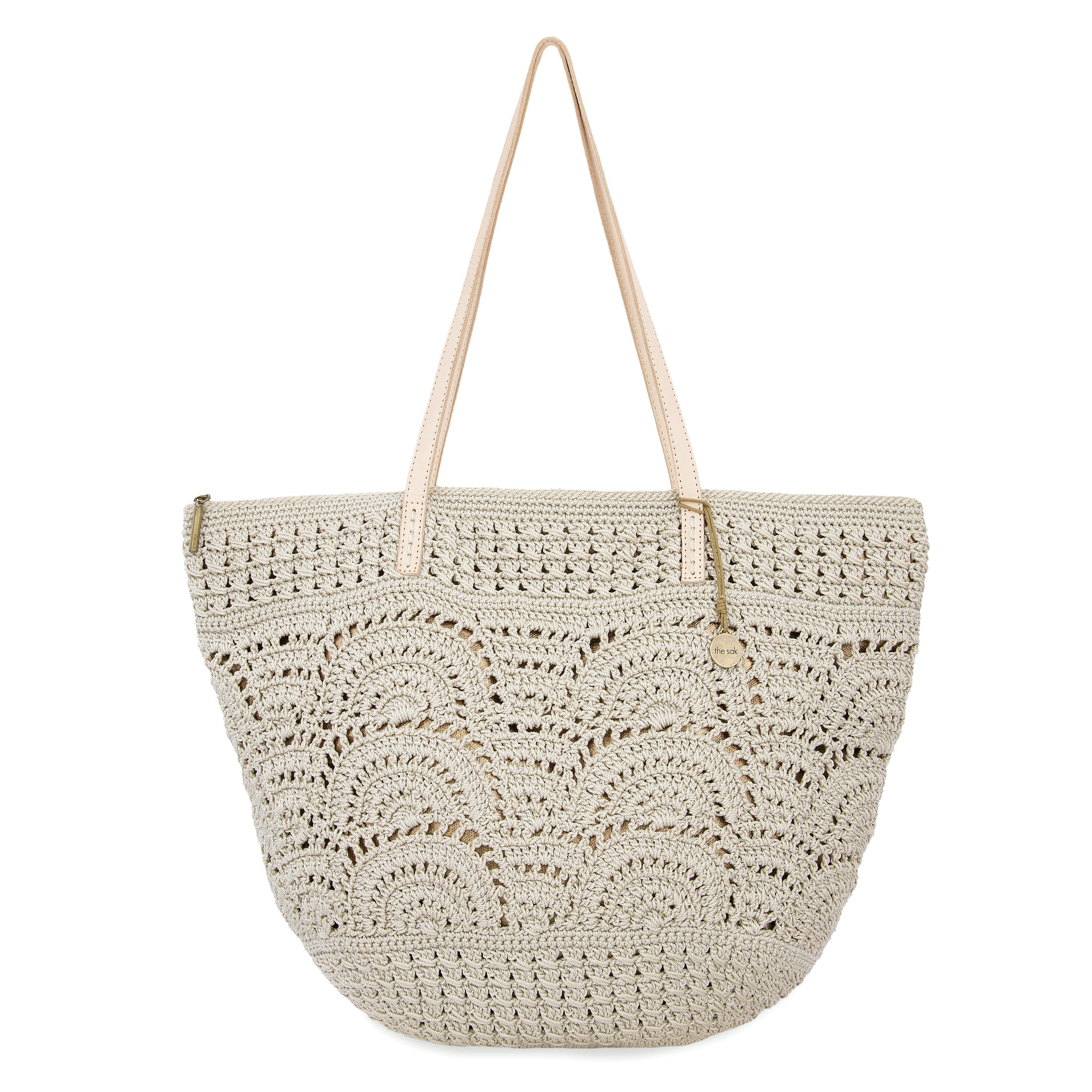 The Sak Faye Large Tote - Hand Crochet - Natural Fan