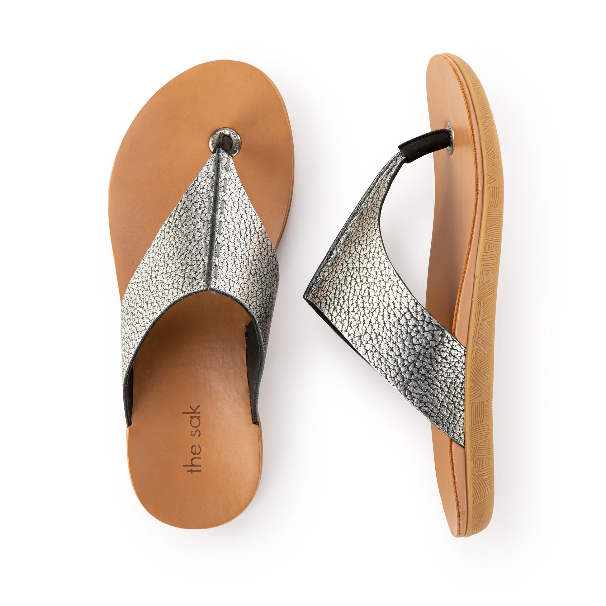 The Sak Los Feliz Sandals Leather - |Dark Silver|