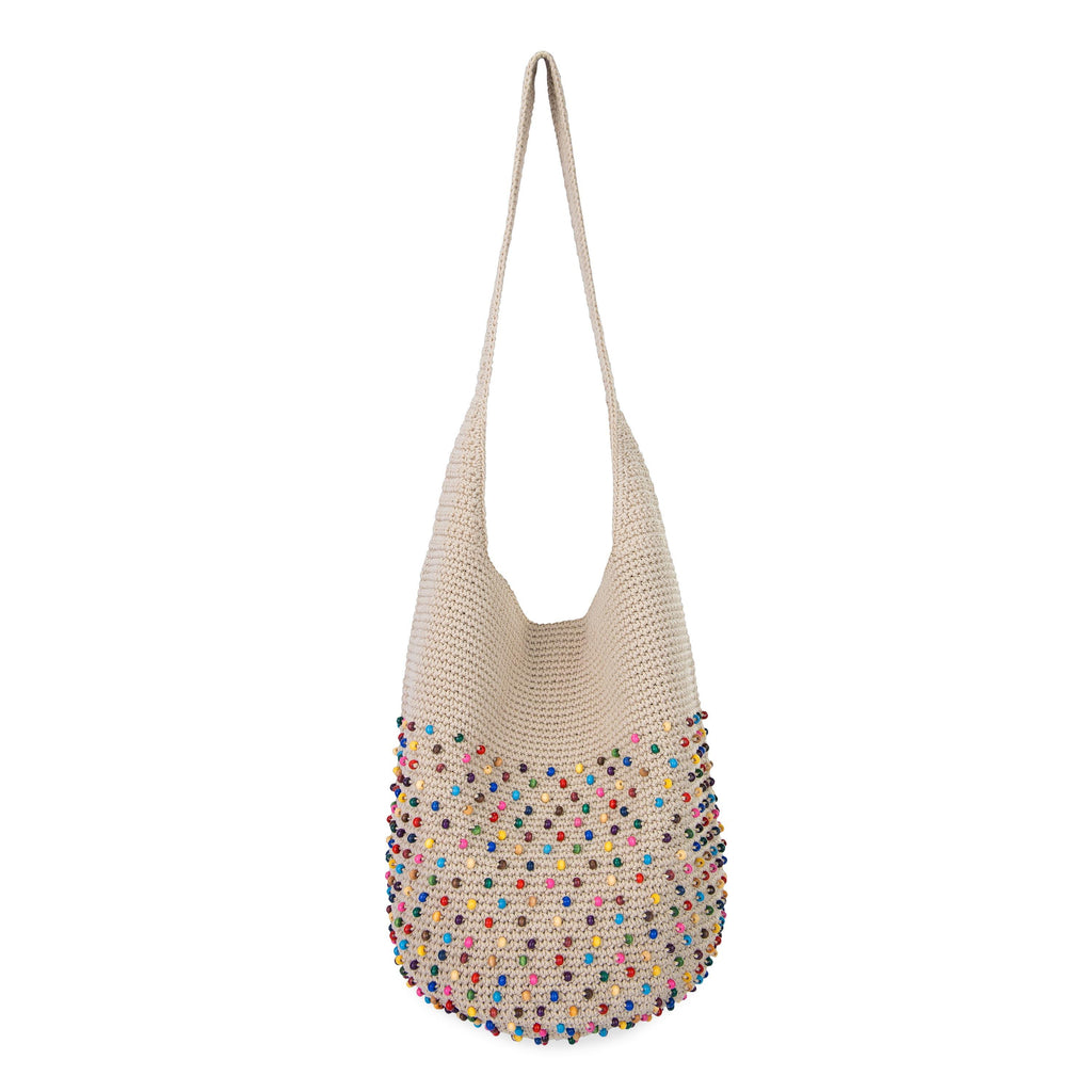 The Sak 120 Hobo - Hand Crochet - Ecru Multi Beads
