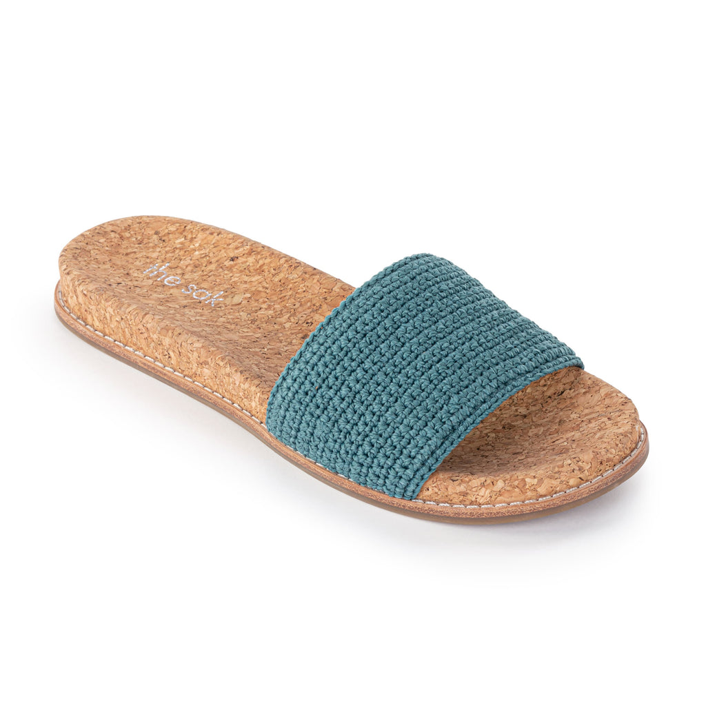 The Sak Mendocino Slide Sandal - Hand Crochet - Dry Leaf