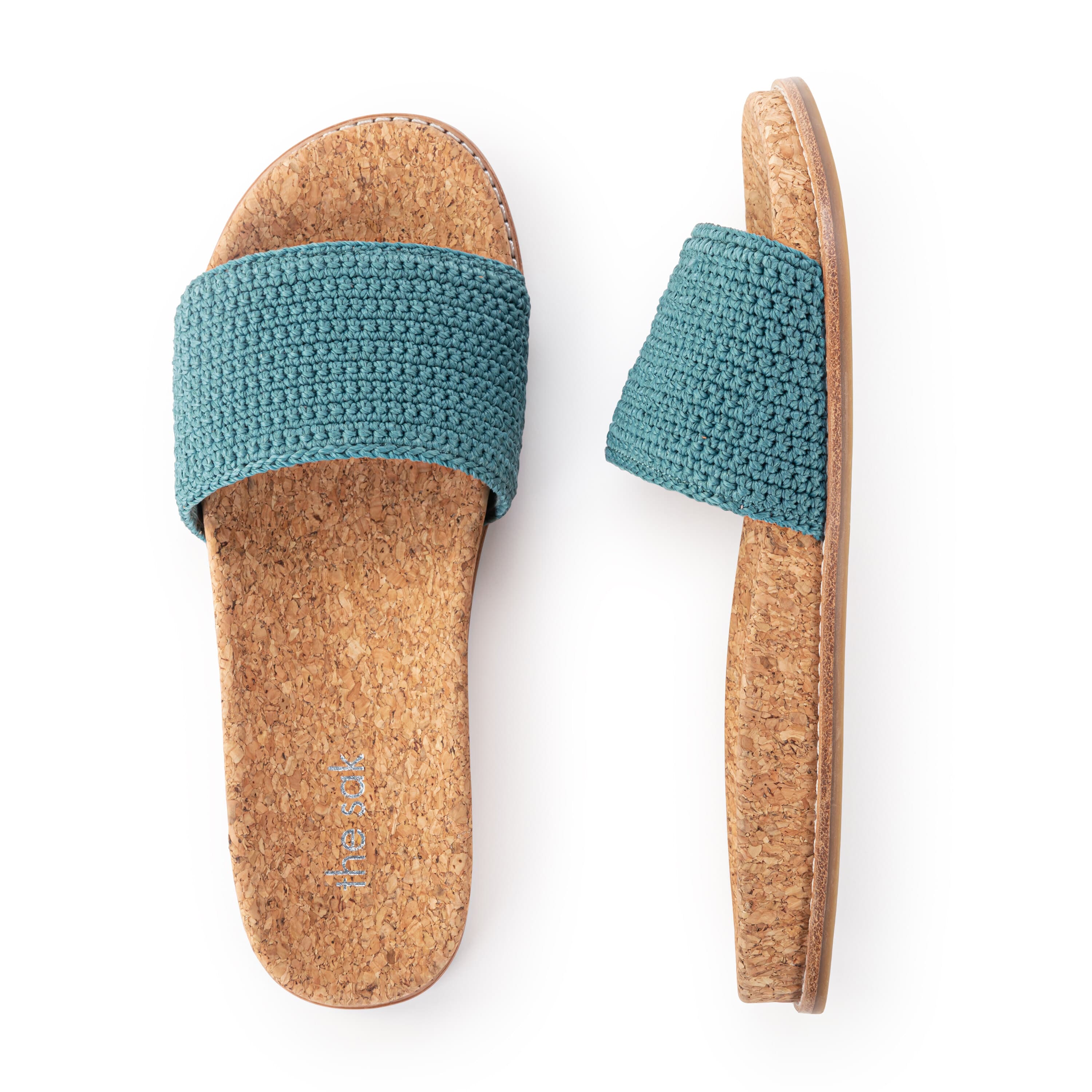 The Sak Mendocino Slide Sandal - Hand Crochet - Dry Leaf