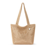 Casual Classics Tote - Hand Crochet - Bamboo With Gold