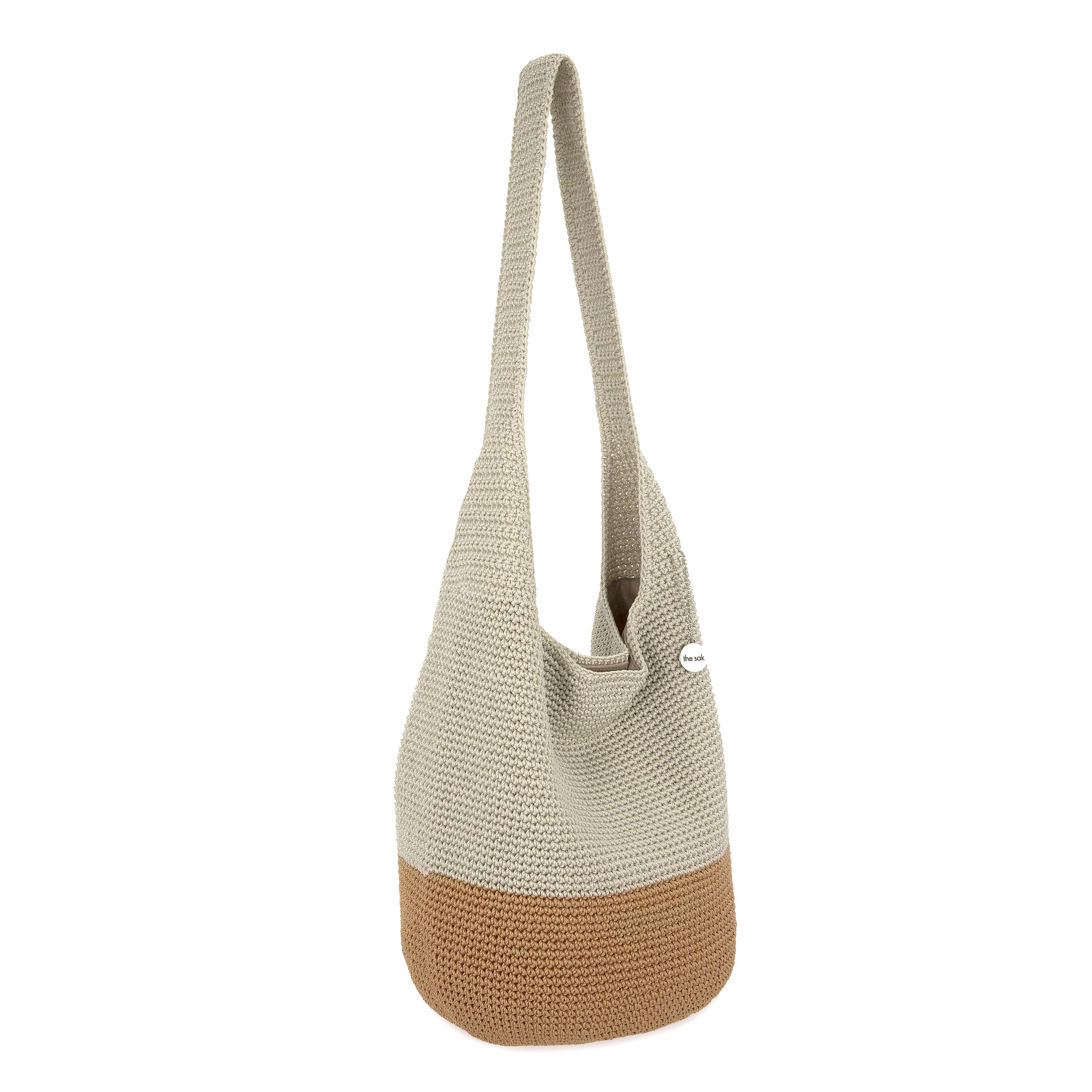 The Sak 120 Hobo - Hand Crochet - Natural and Bamboo Block