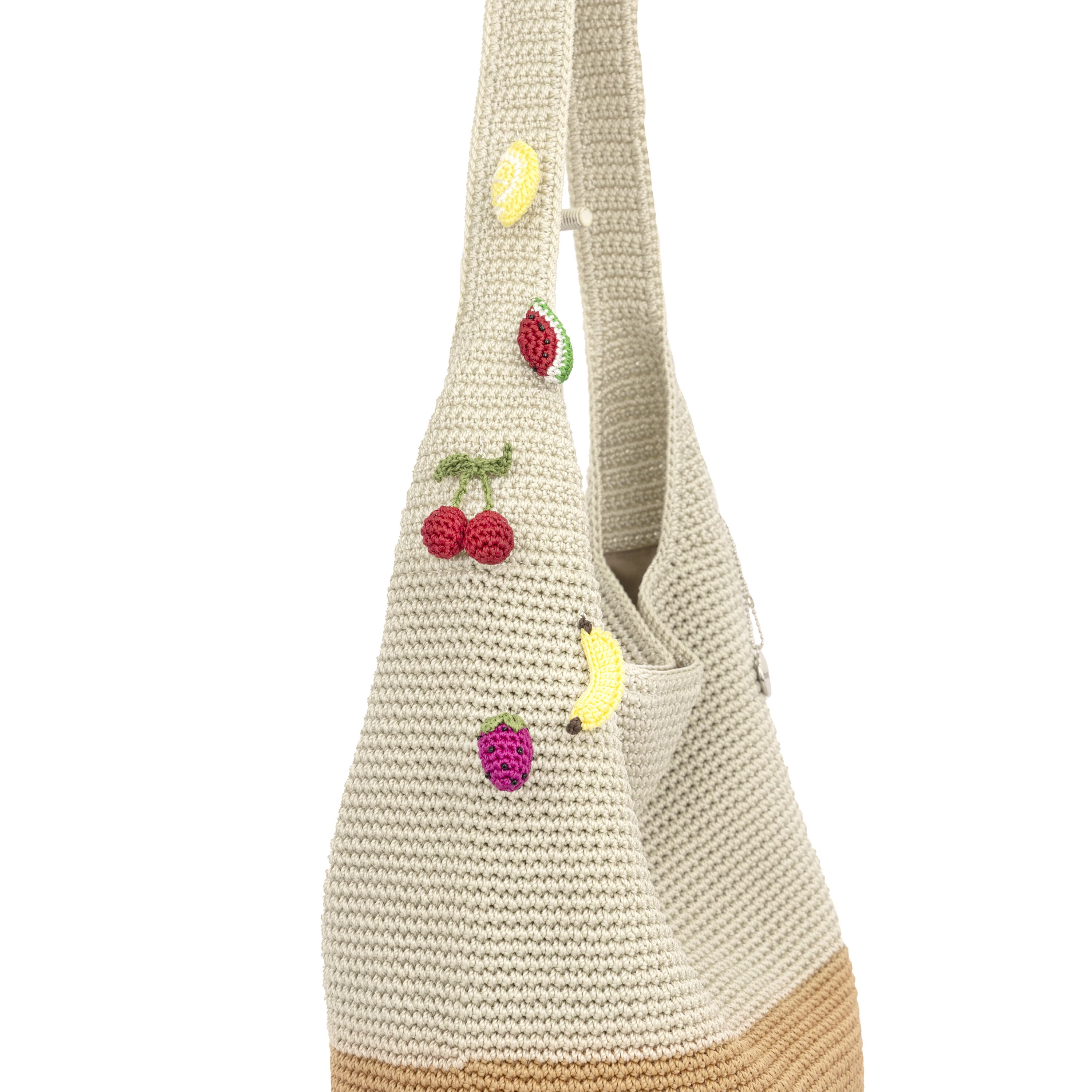 The Sak 120 Hobo - Hand Crochet - Natural and Bamboo Block