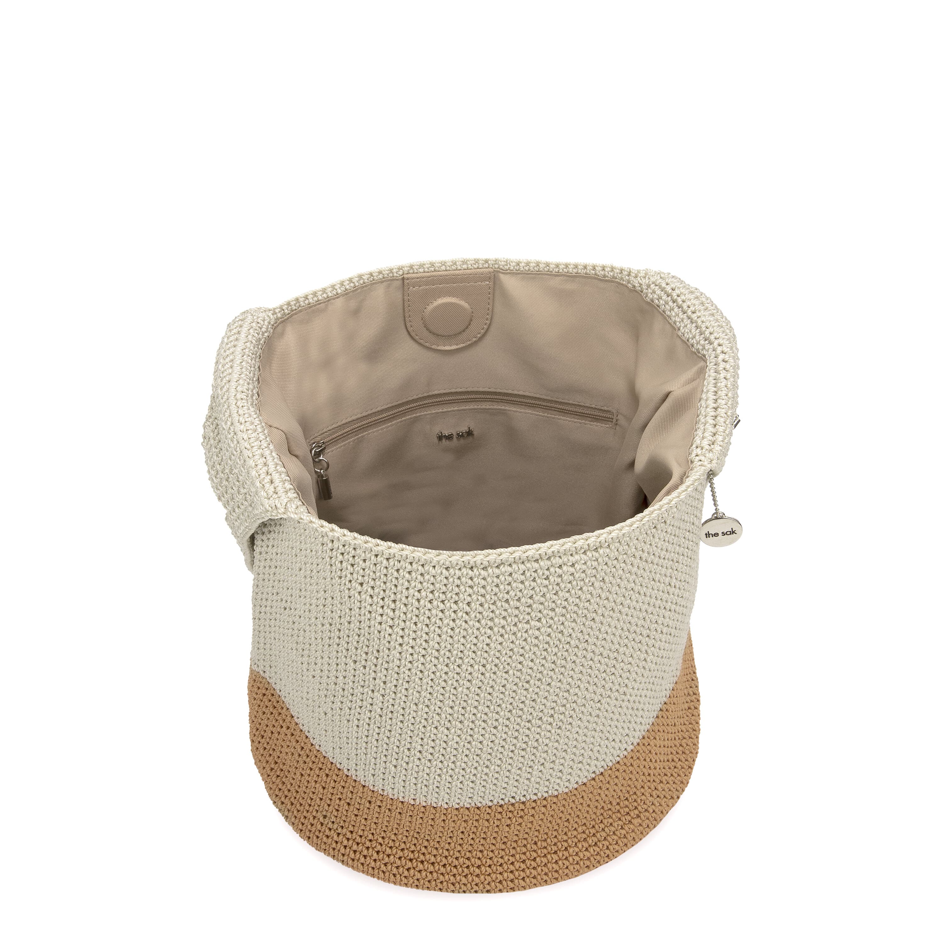 The Sak 120 Hobo - Hand Crochet - Natural and Bamboo Block