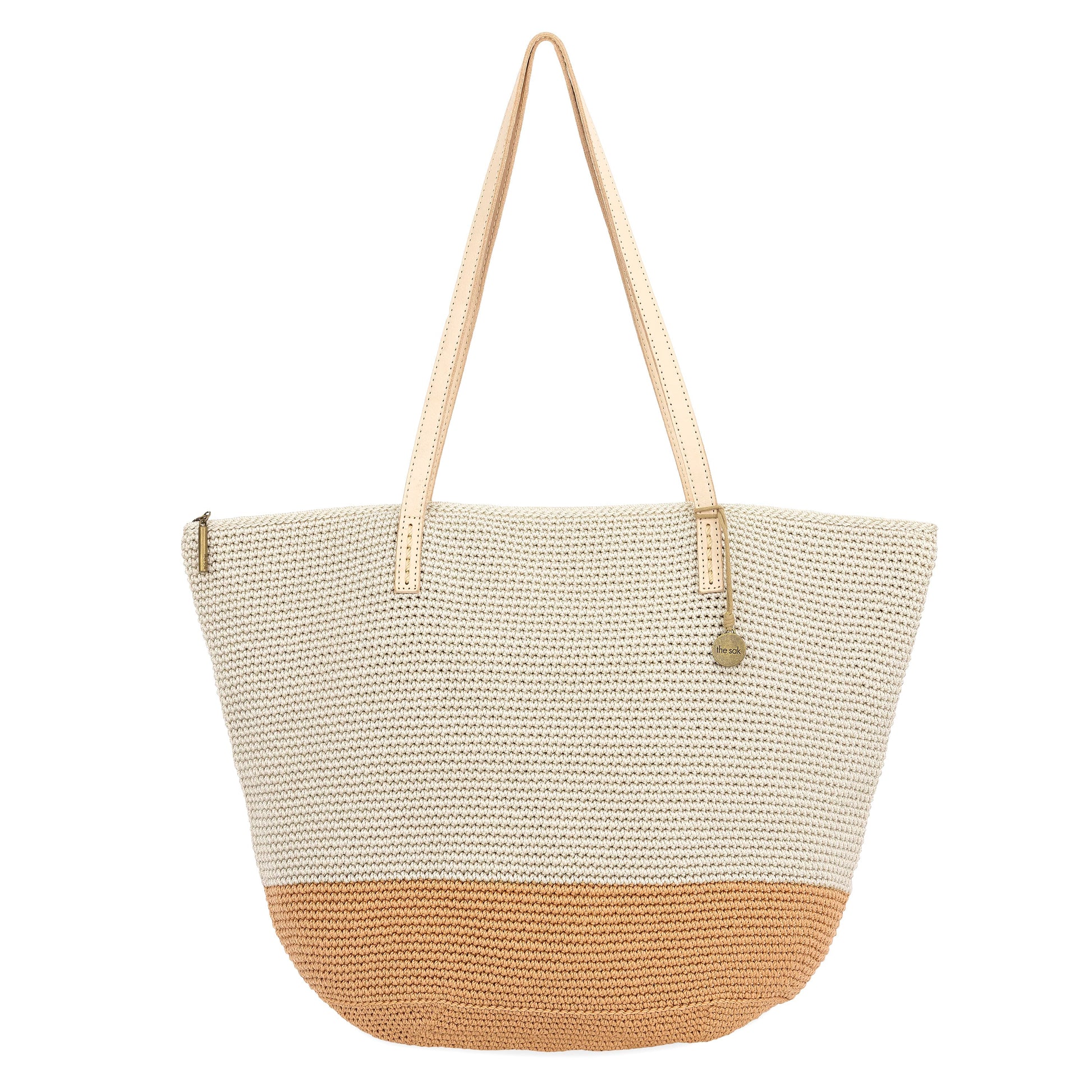 The Sak Faye Large Tote Crochet - |Natural and Bamboo Block|