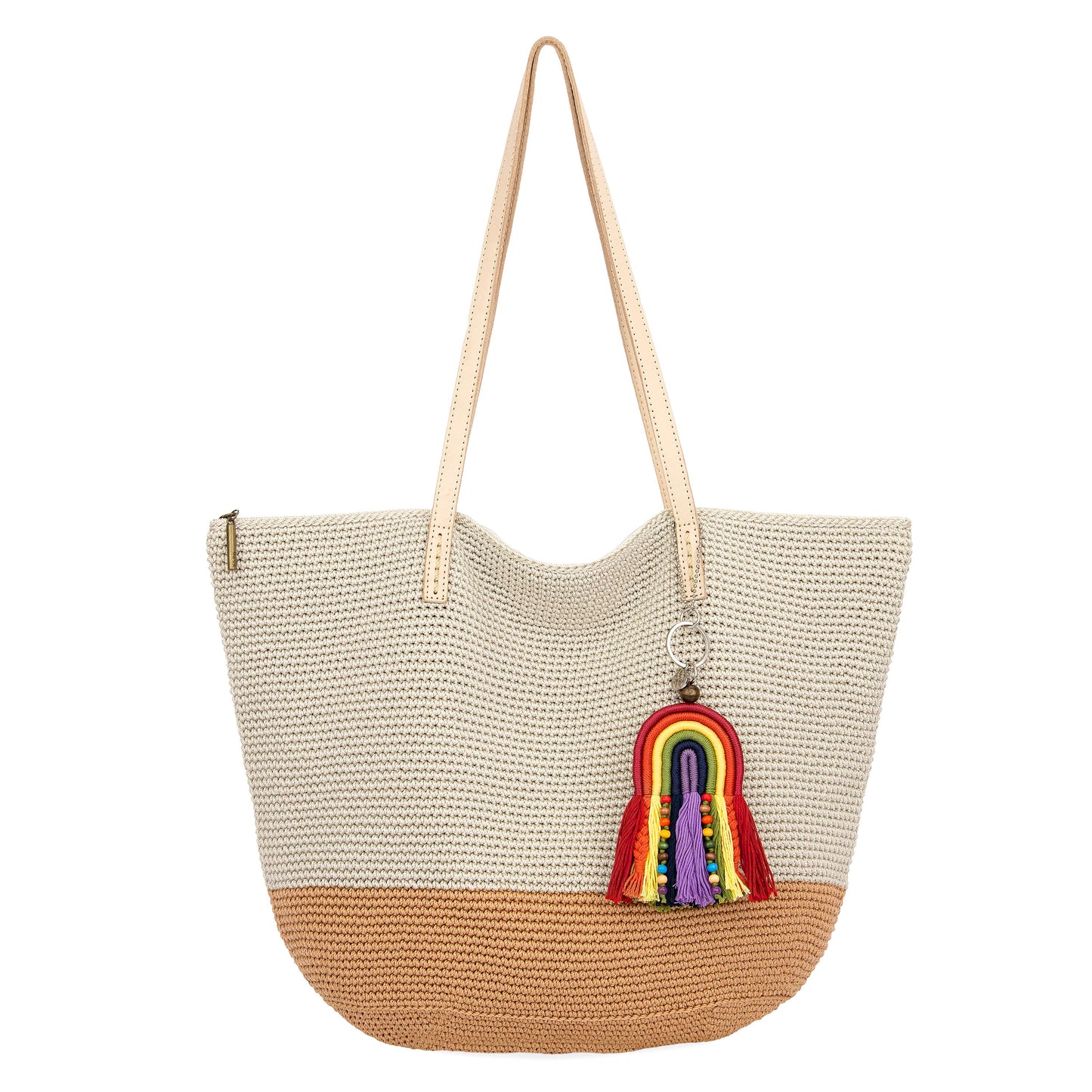 The Sak Faye Large Tote Crochet - |Natural and Bamboo Block|