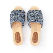 Ella Clog Sandal - Hand Crochet - Blue Static Shell