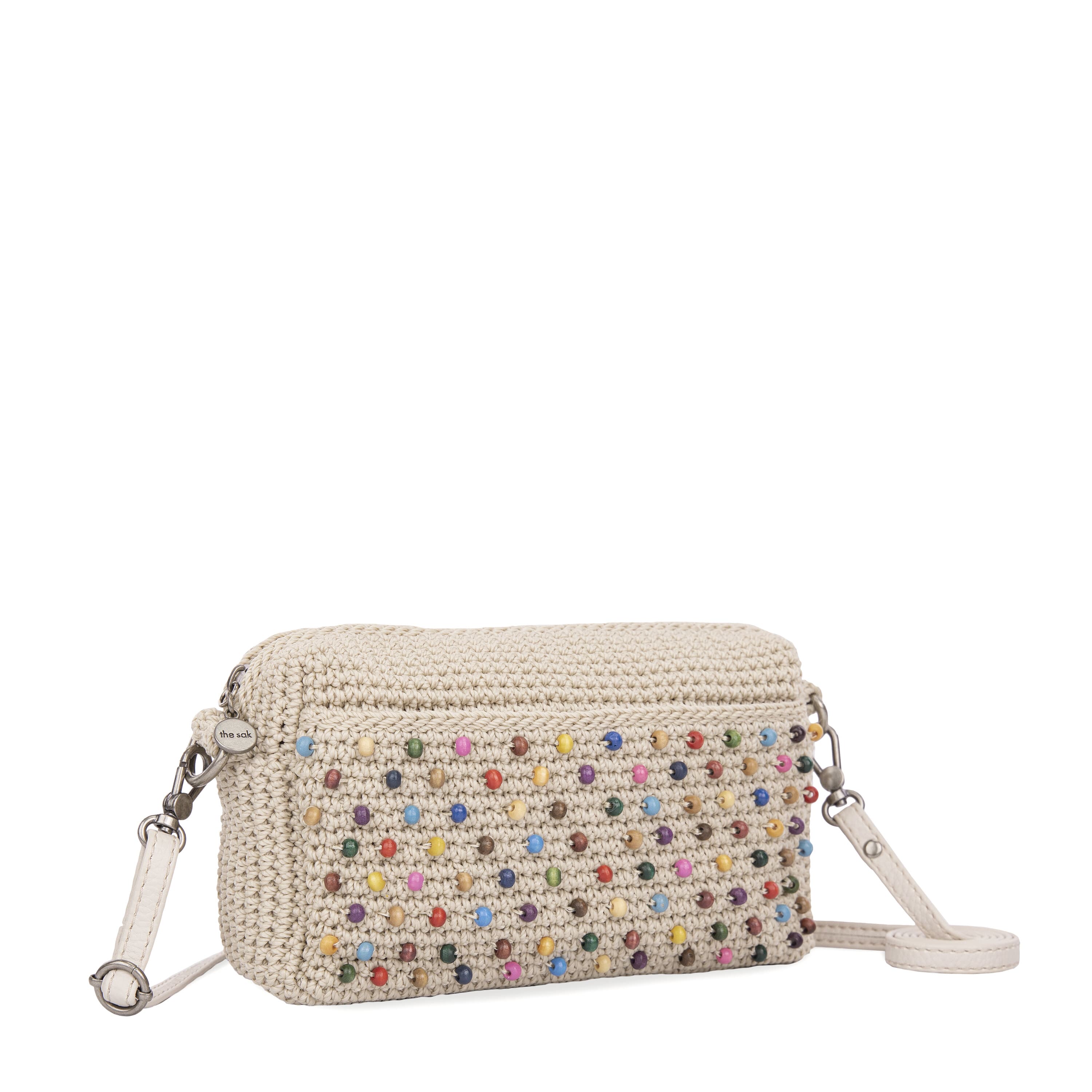 The Sak Cora Smartphone Crossbody - Hand Crochet - Ecru Multi Beads