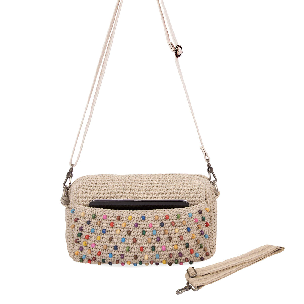 The Sak Cora Smartphone Crossbody - Hand Crochet - Ecru Multi Beads