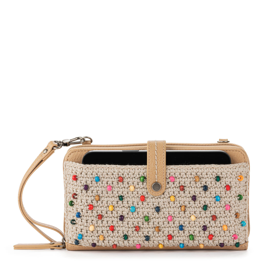 The Sak Iris Smartphone Wallet - Hand Crochet - Ecru Multi Beads