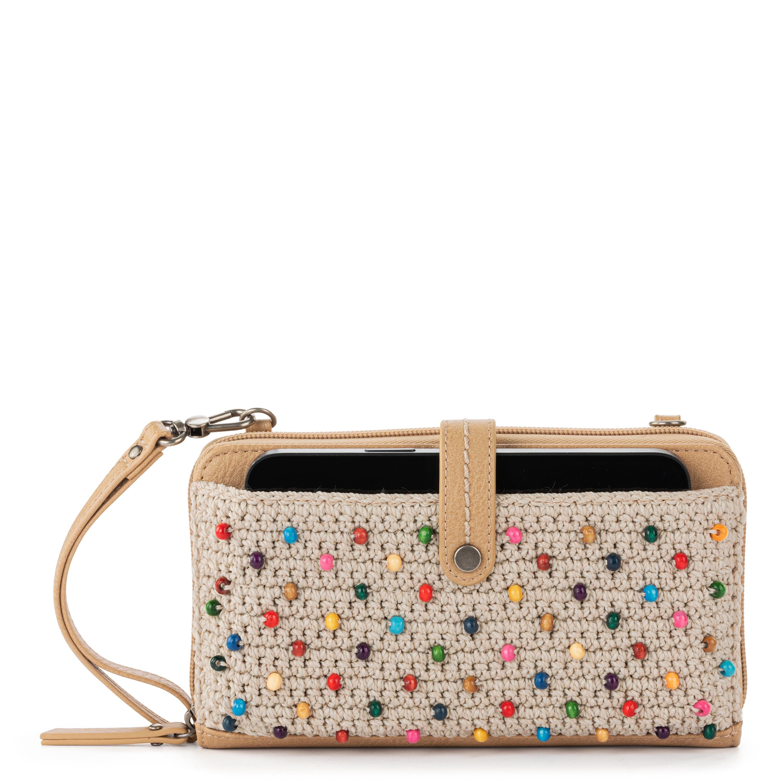 The Sak Iris Smartphone Wallet - Hand Crochet - Ecru Multi Beads