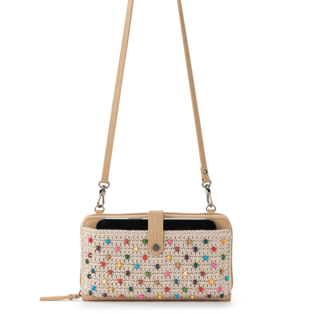 The Sak Iris Smartphone Wallet - Hand Crochet - Ecru Multi Beads