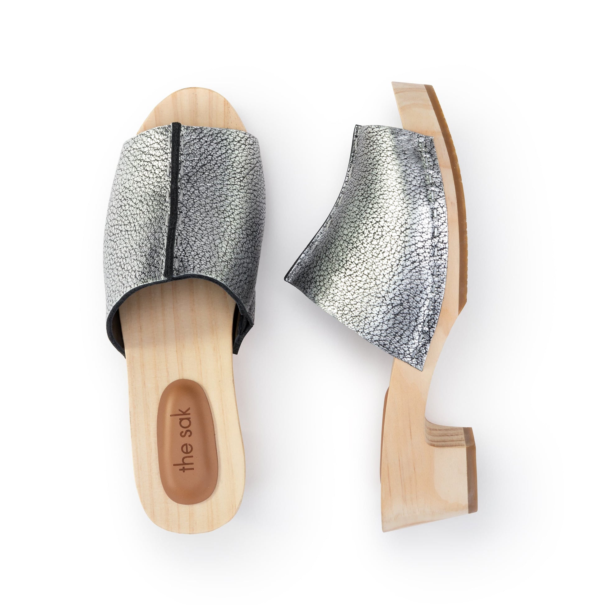 The Sak Ella Clog Sandal Leather - |Dark Silver|