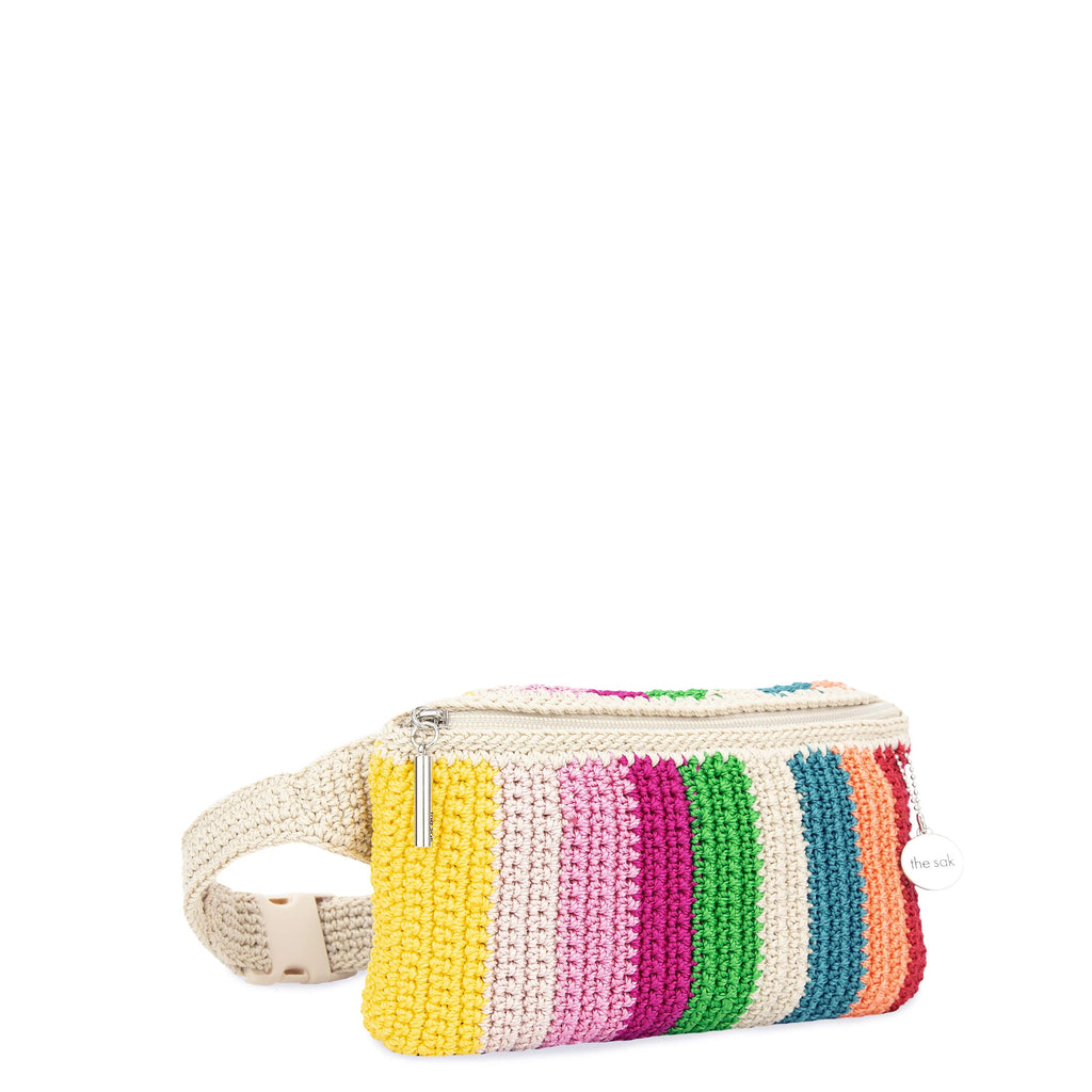 The Sak Caraway Small Belt Bag - Hand Crochet - Beach Stripe