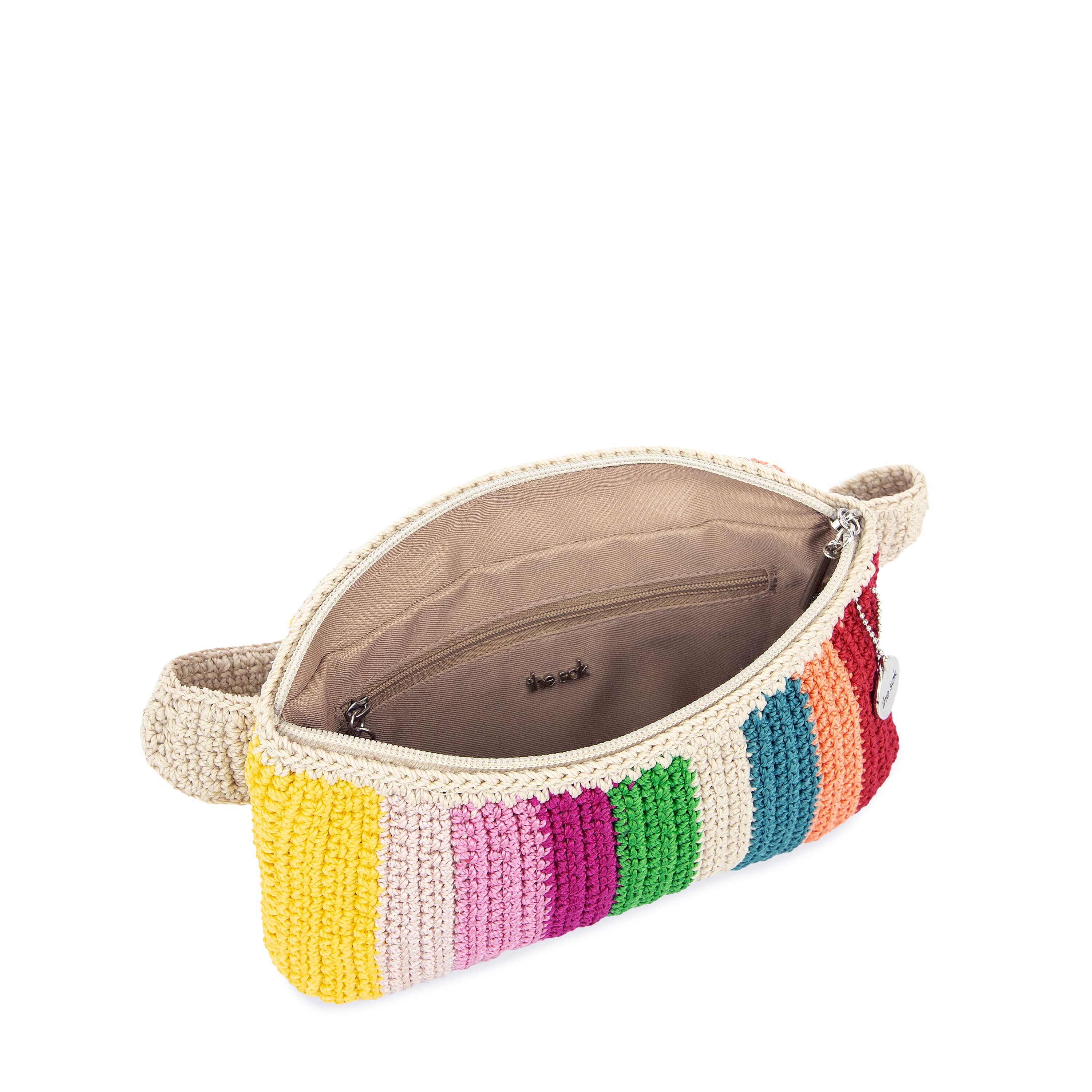 The Sak Caraway Small Belt Bag - Hand Crochet - Beach Stripe