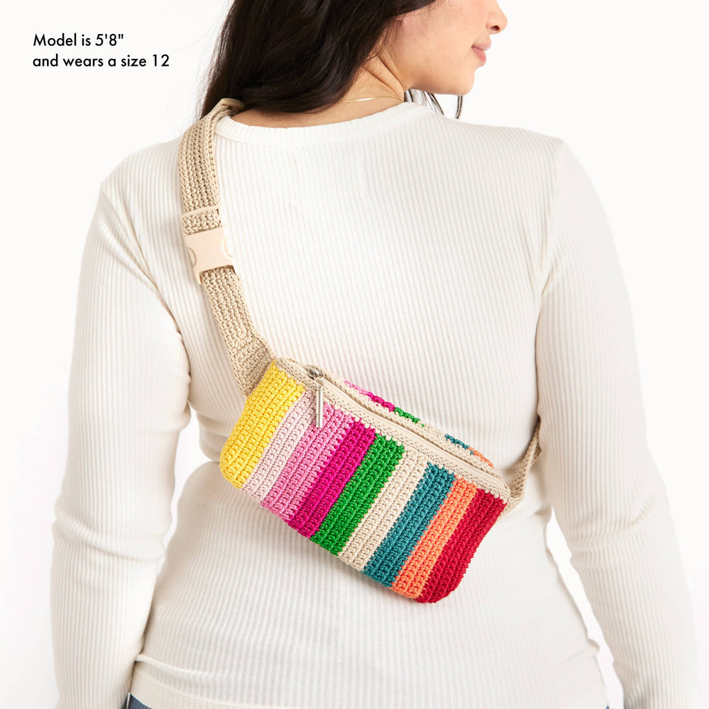 The Sak Caraway Small Belt Bag - Hand Crochet - Beach Stripe