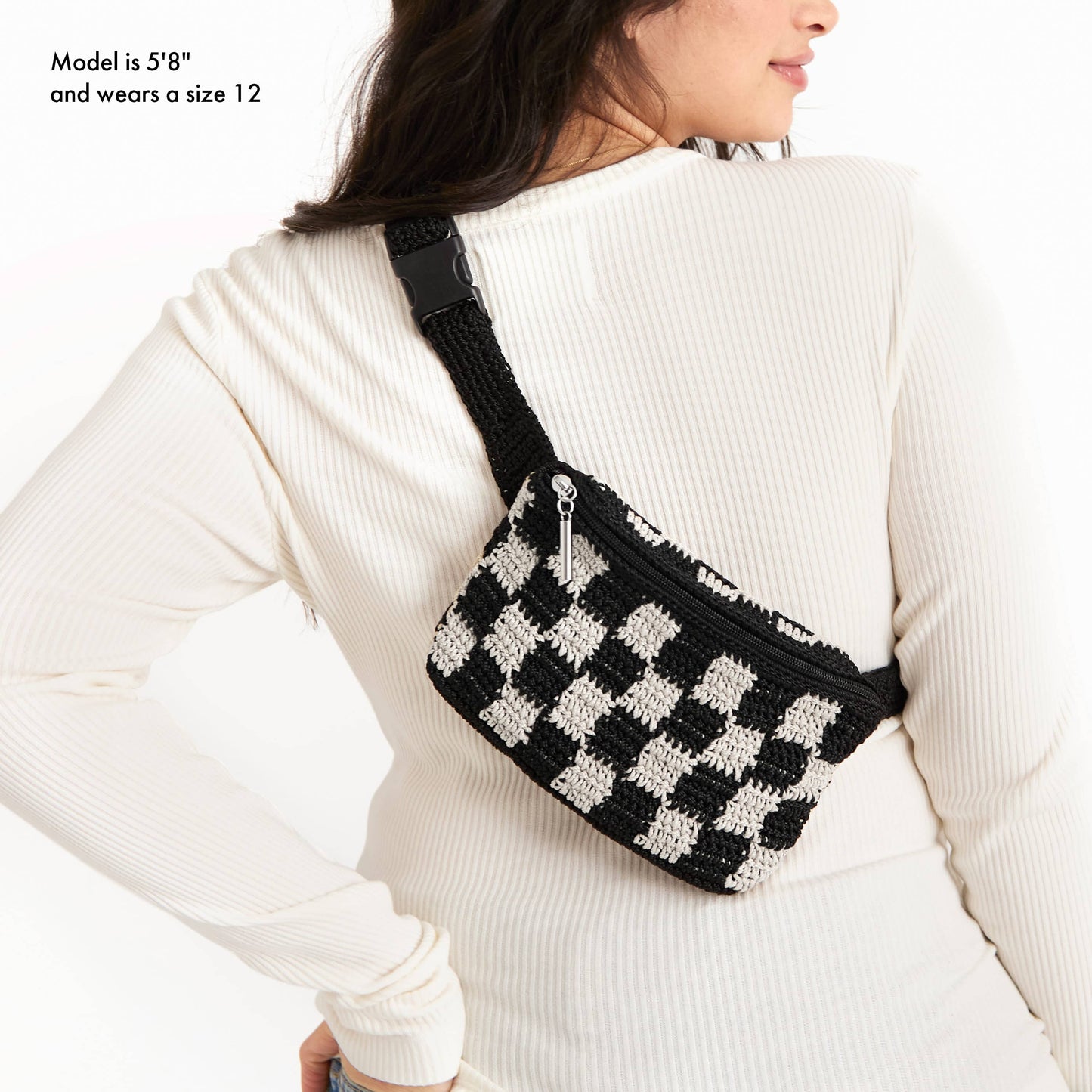 The Sak Caraway Small Belt Bag Crochet - |Black Check|