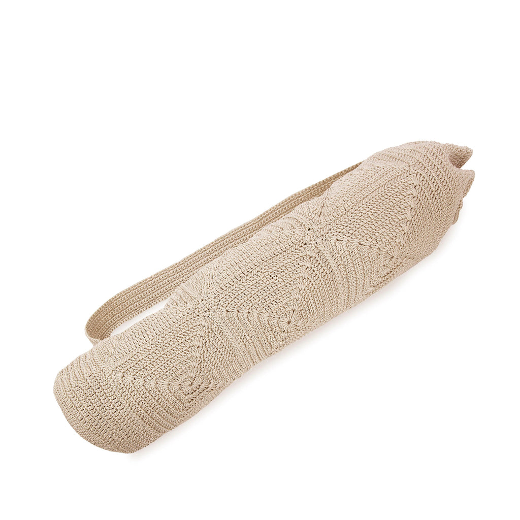 The Sak Yoga Mat Bag - Hand Crochet - Ecru Patch
