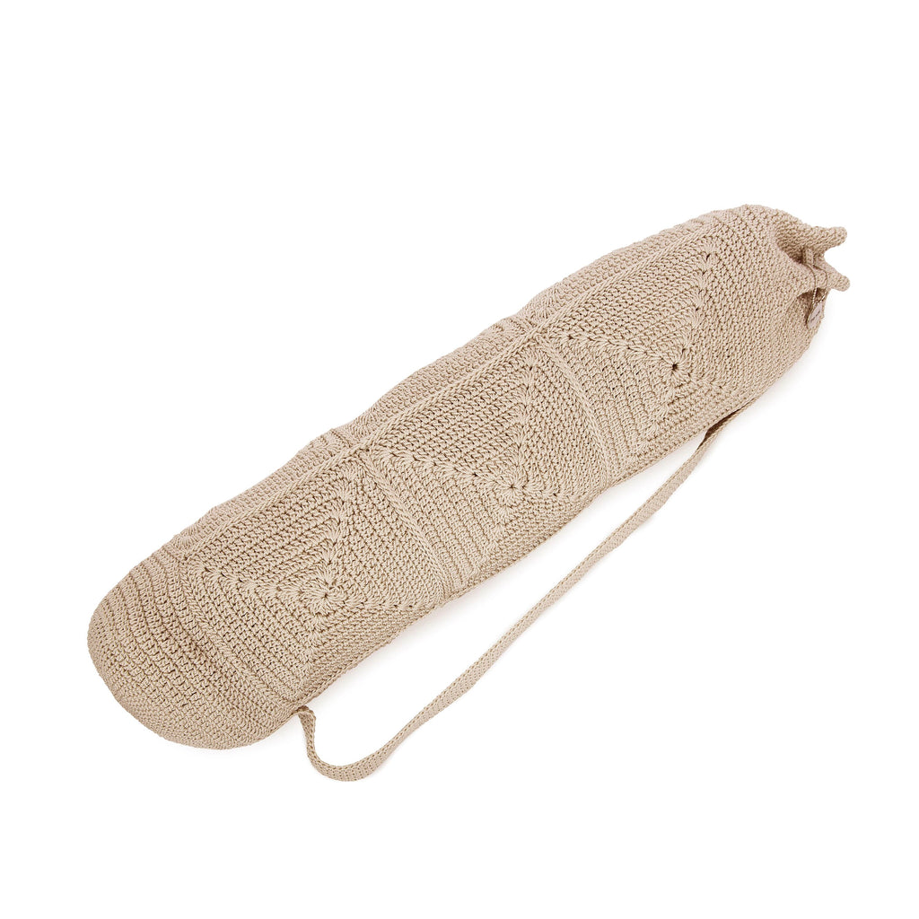 The Sak Yoga Mat Bag - Hand Crochet - Ecru Patch