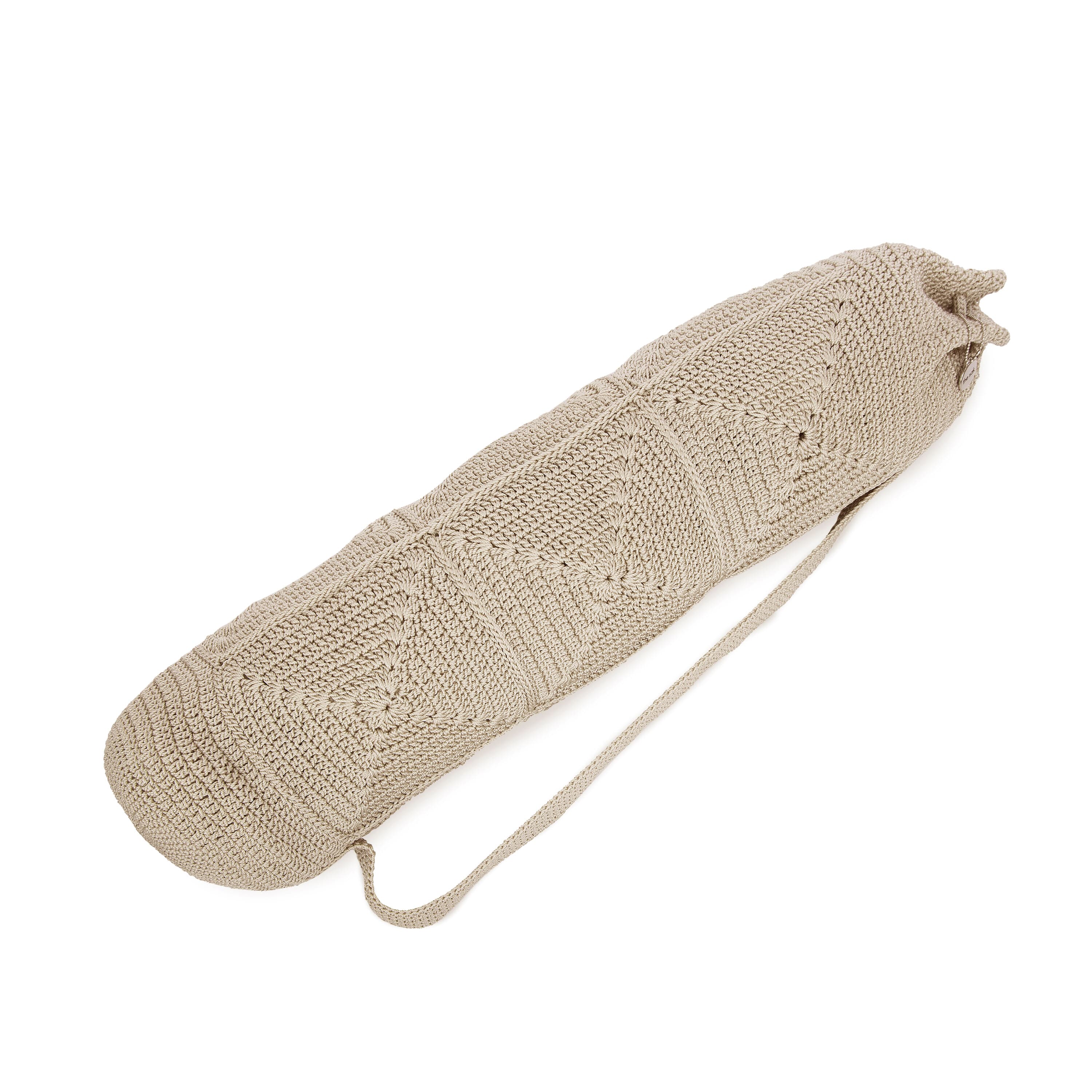 The Sak Yoga Mat Bag - Hand Crochet - Ecru Patch