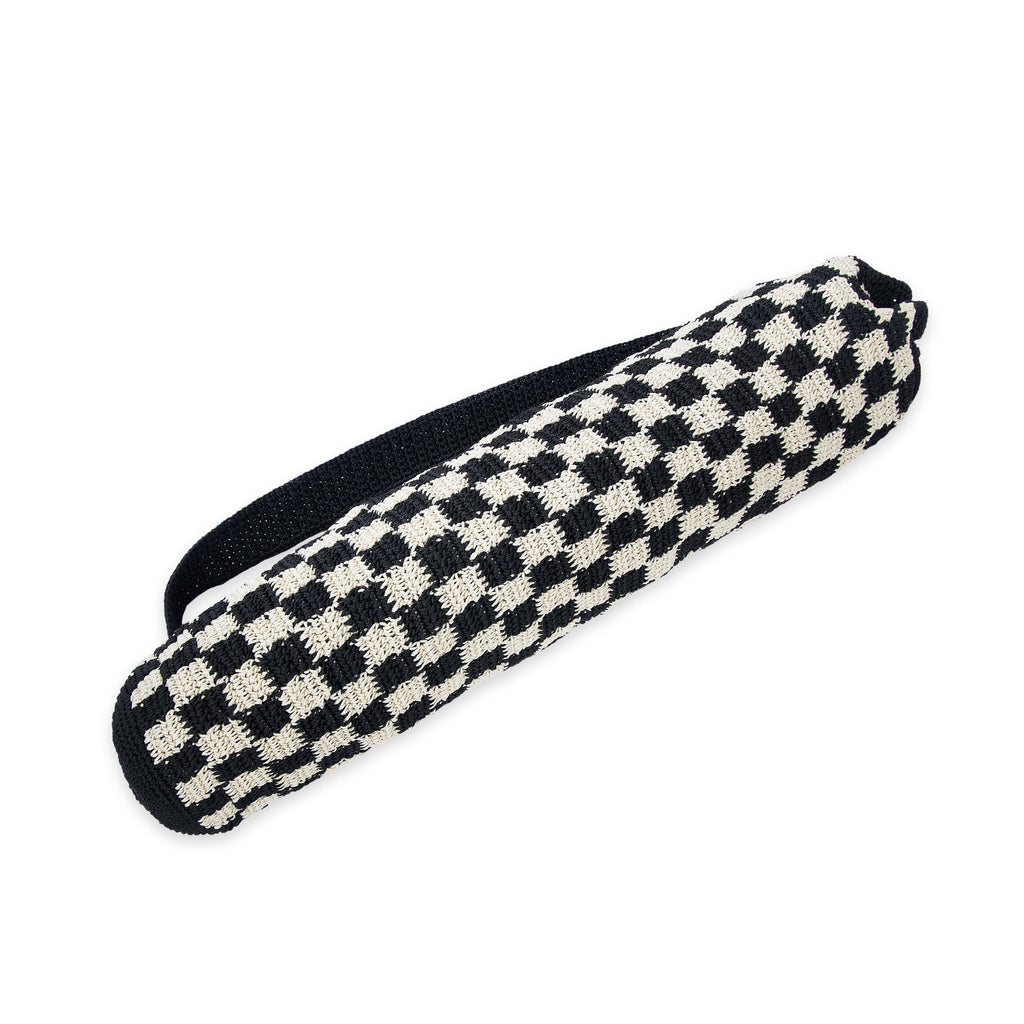 The Sak Yoga Mat Bag - Hand Crochet - Black Check