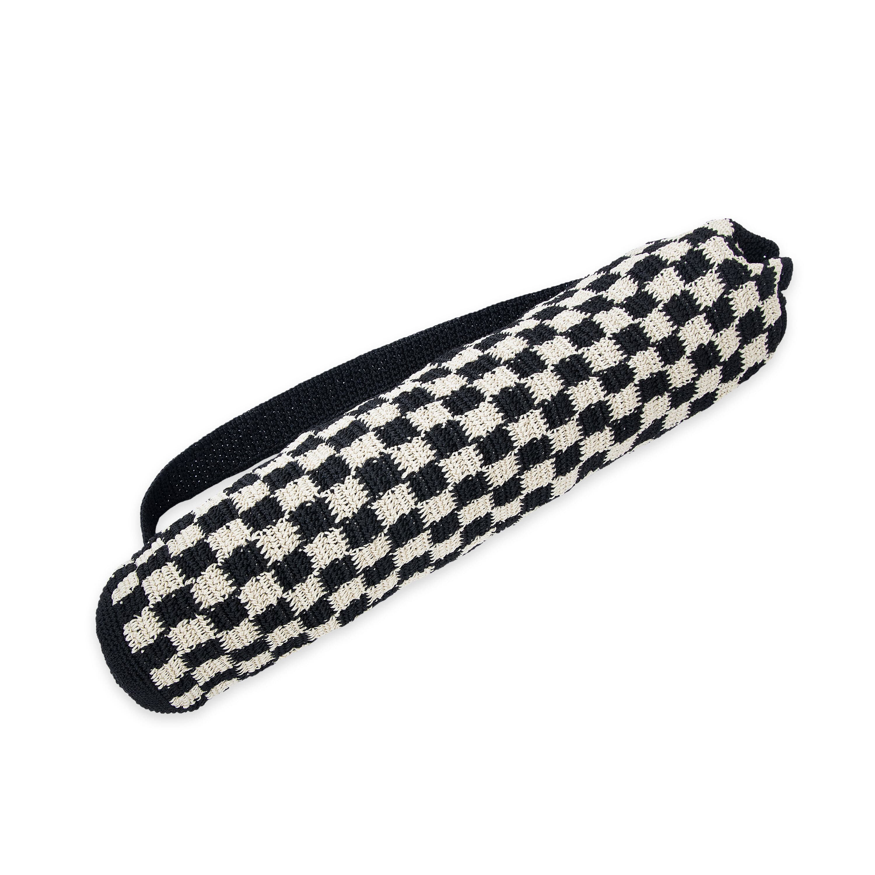The Sak Yoga Mat Bag - Hand Crochet - Black Check