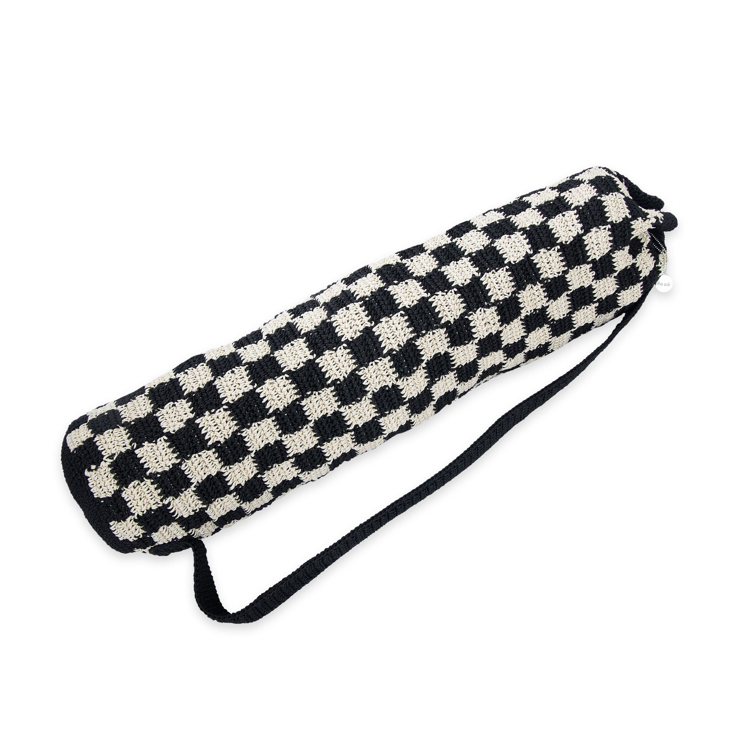 The Sak Yoga Mat Bag - Hand Crochet - Black Check