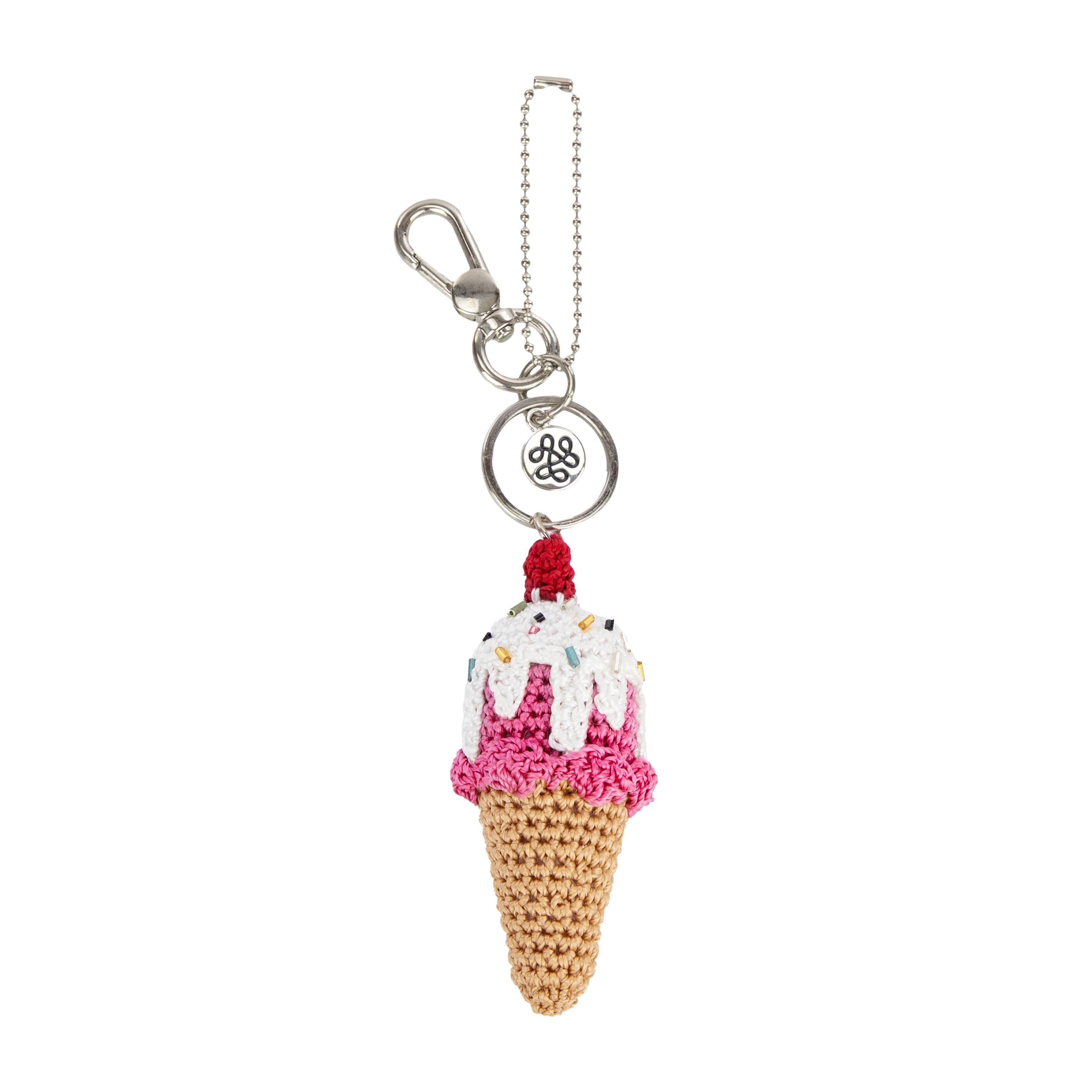 The Sak Yarnicharmz Dangle - Hand Crochet - Strawberry Ice Cream