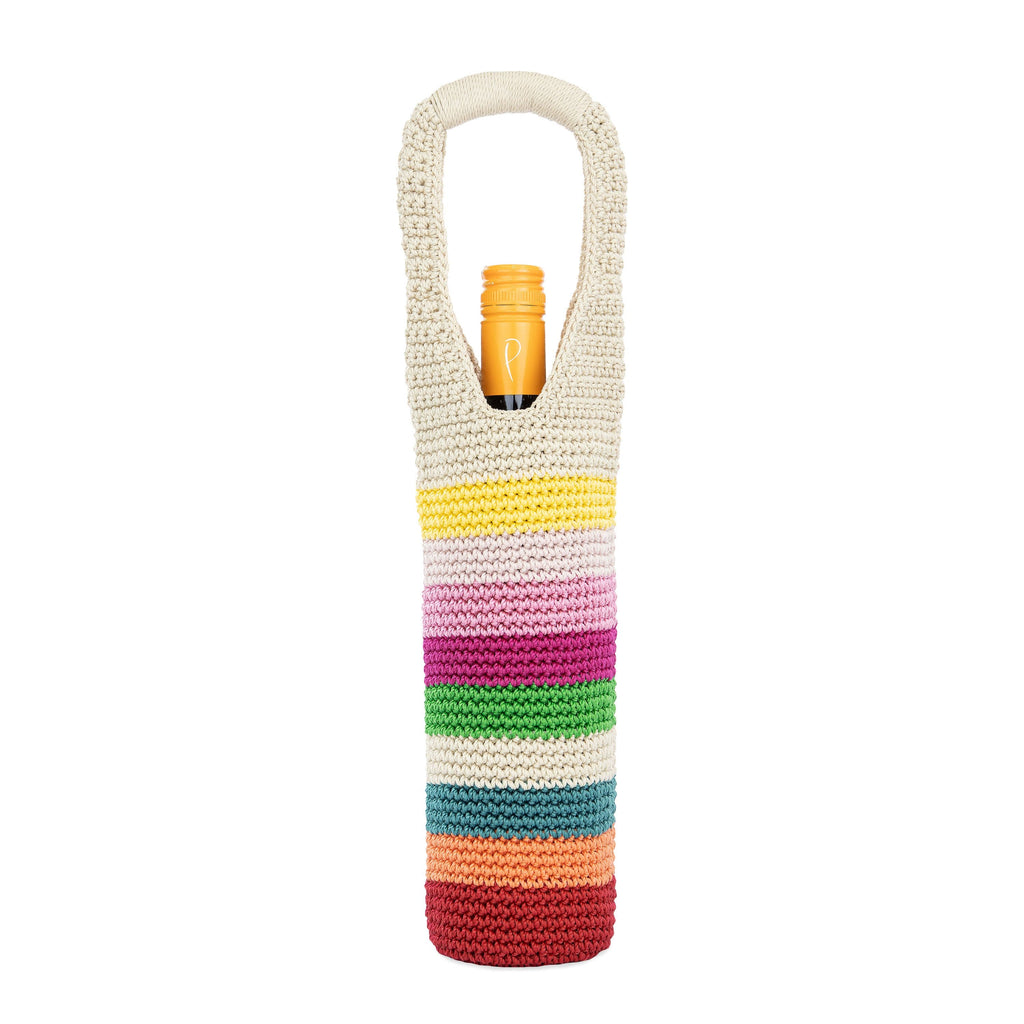 The Sak Wine Bag - Hand Crochet - Beach Stripe