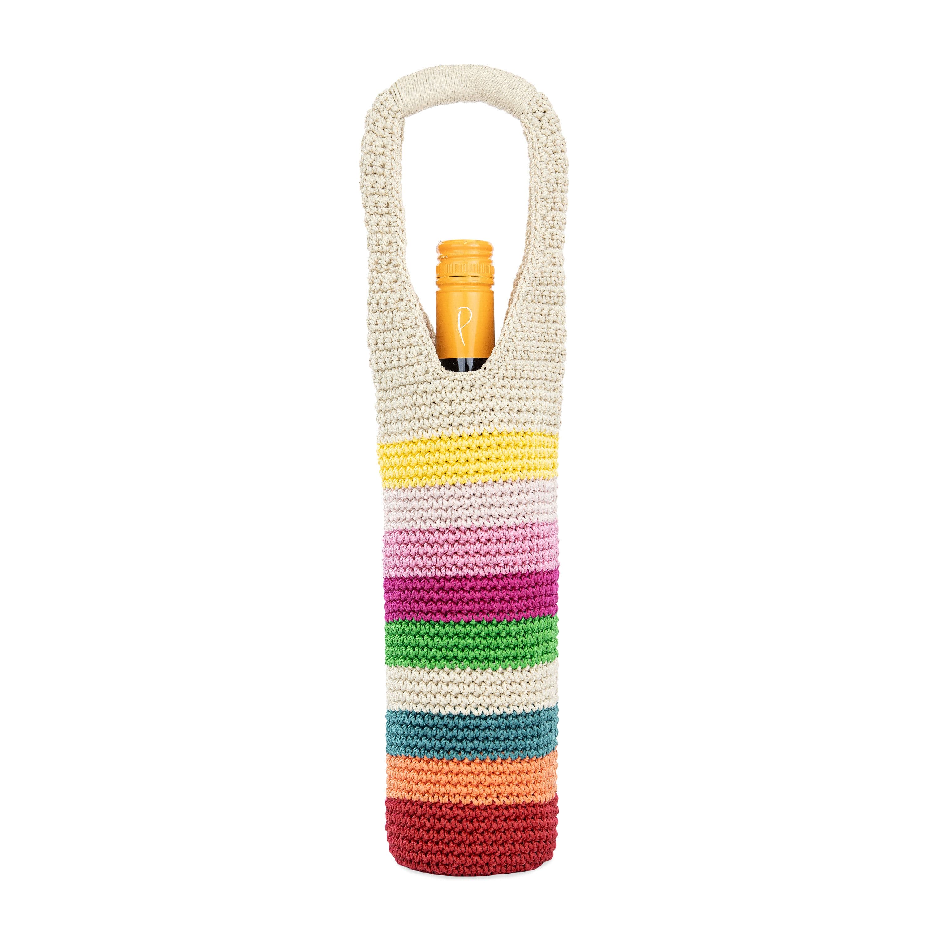 The Sak Wine Bag - Hand Crochet - Beach Stripe