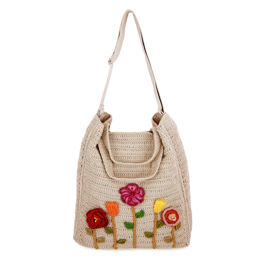 The Sak Lanie Market Tote - Hand Crochet - Flower Ecru
