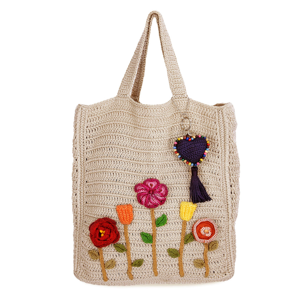 The Sak Lanie Market Tote - Hand Crochet - Flower Ecru