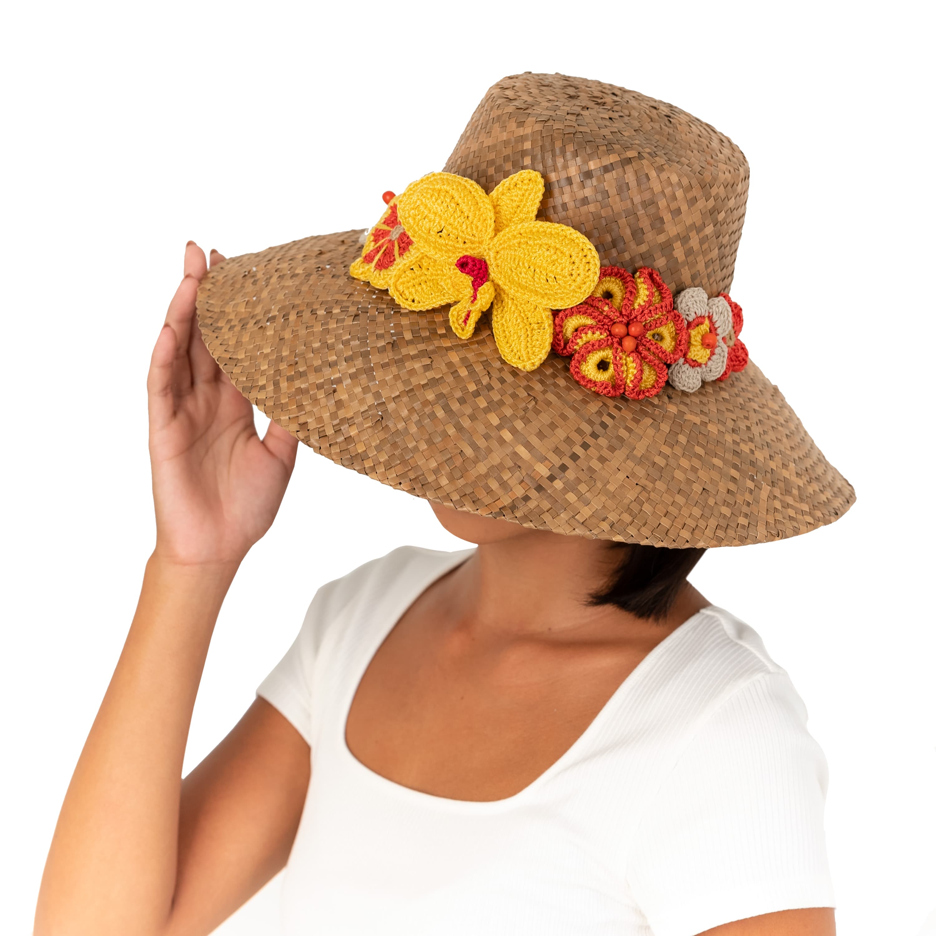 The Sak Clara Straw Hat - Straw - Tan Flower