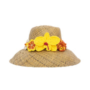 Clara Straw Hat - Straw - Tan Flower