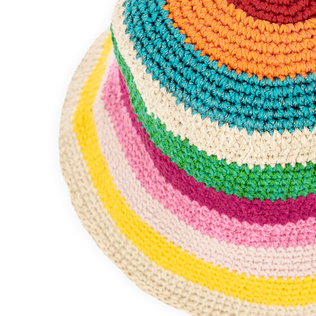 The Sak Lanie Bucket Hat - Hand Crochet - Beach Stripe