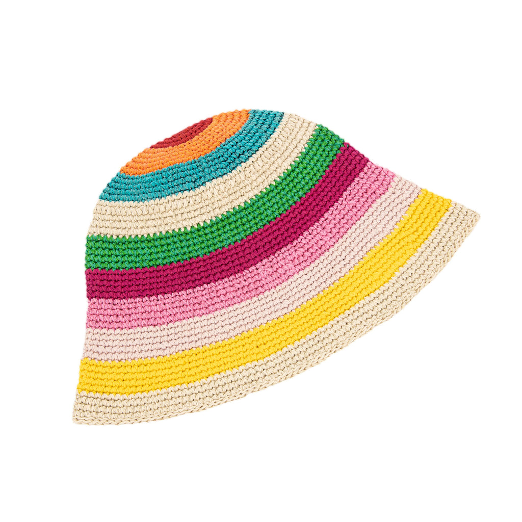 The Sak Lanie Bucket Hat - Hand Crochet - Beach Stripe