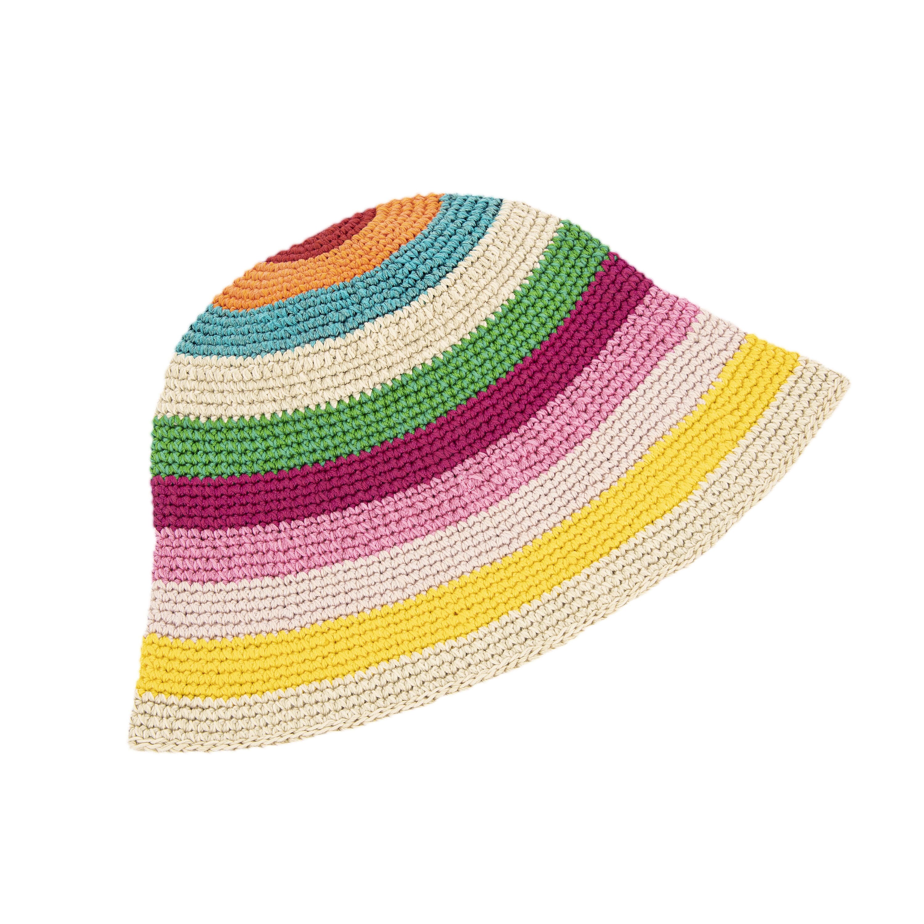 The Sak Lanie Bucket Hat - Hand Crochet - Beach Stripe
