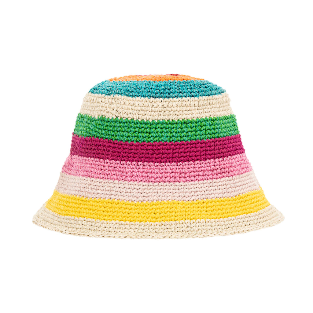 The Sak Lanie Bucket Hat - Hand Crochet - Beach Stripe