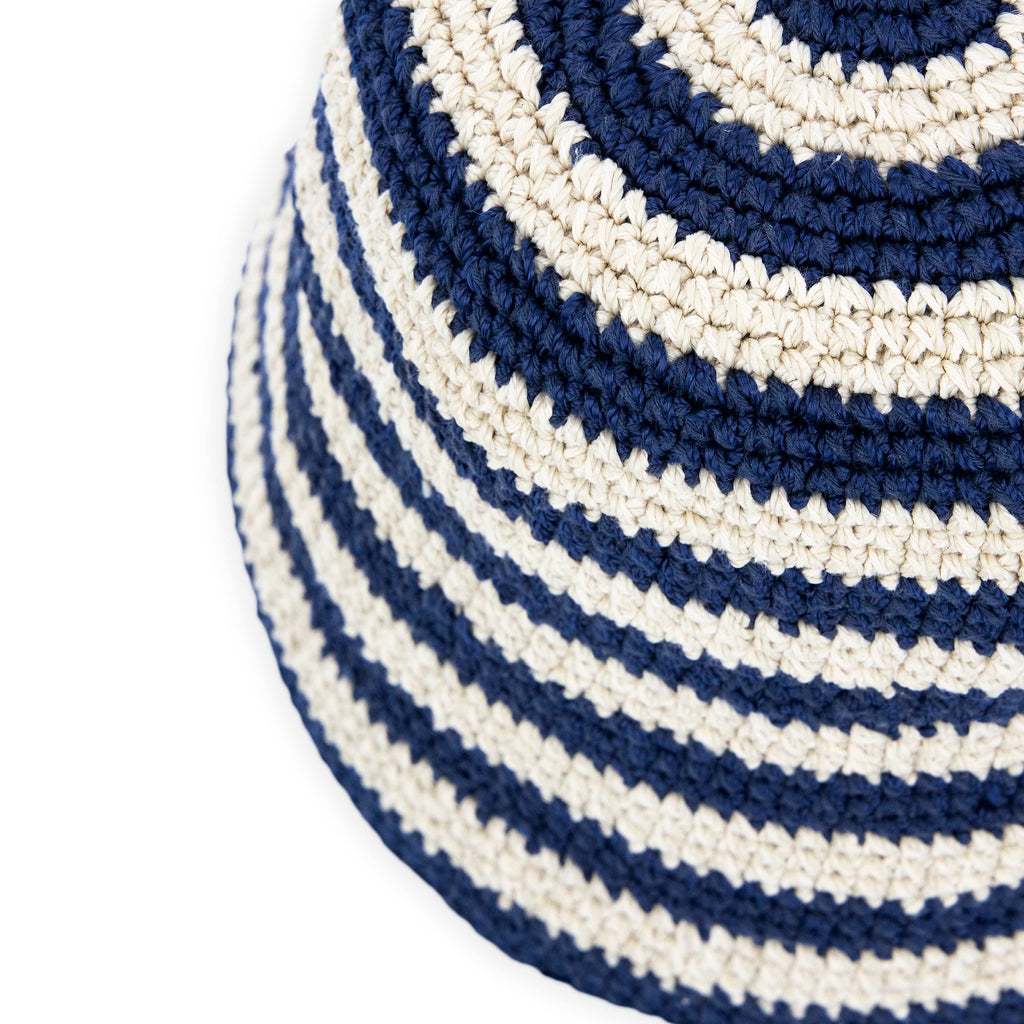 The Sak Lanie Bucket Hat - Hand Crochet - Denim Stripe
