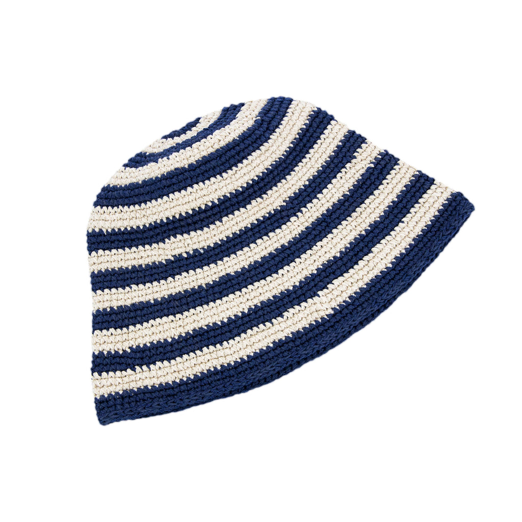 The Sak Lanie Bucket Hat - Hand Crochet - Denim Stripe