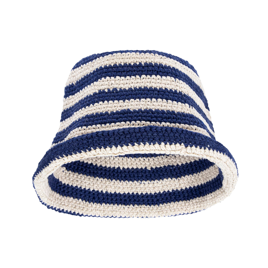 The Sak Lanie Bucket Hat - Hand Crochet - Denim Stripe