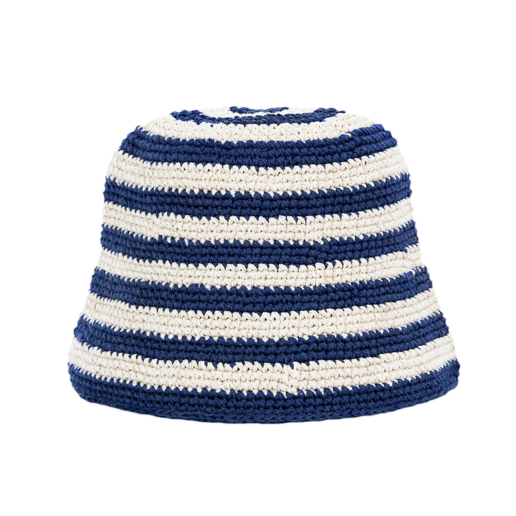 The Sak Lanie Bucket Hat - Hand Crochet - Denim Stripe
