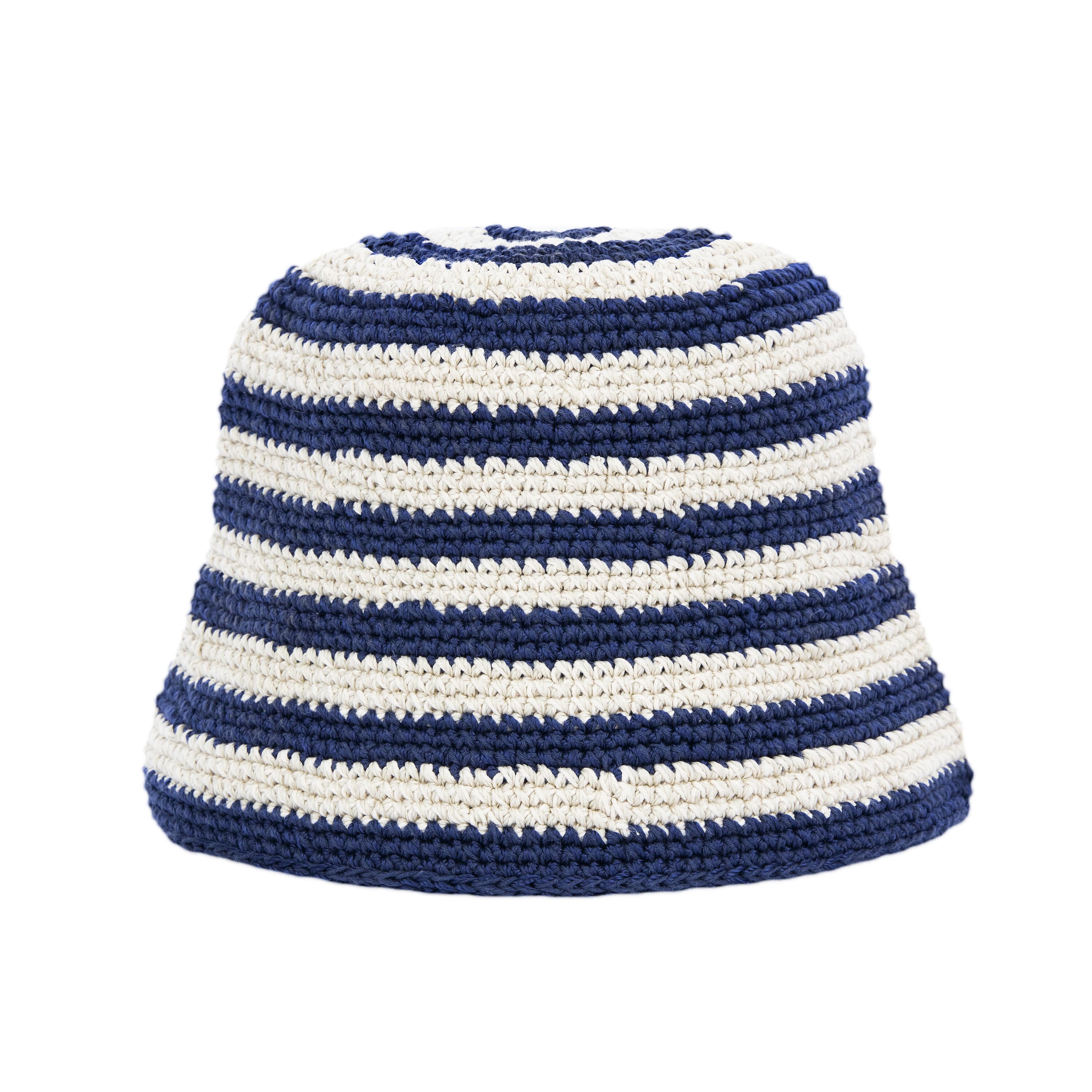 The Sak Lanie Bucket Hat - Hand Crochet - Denim Stripe