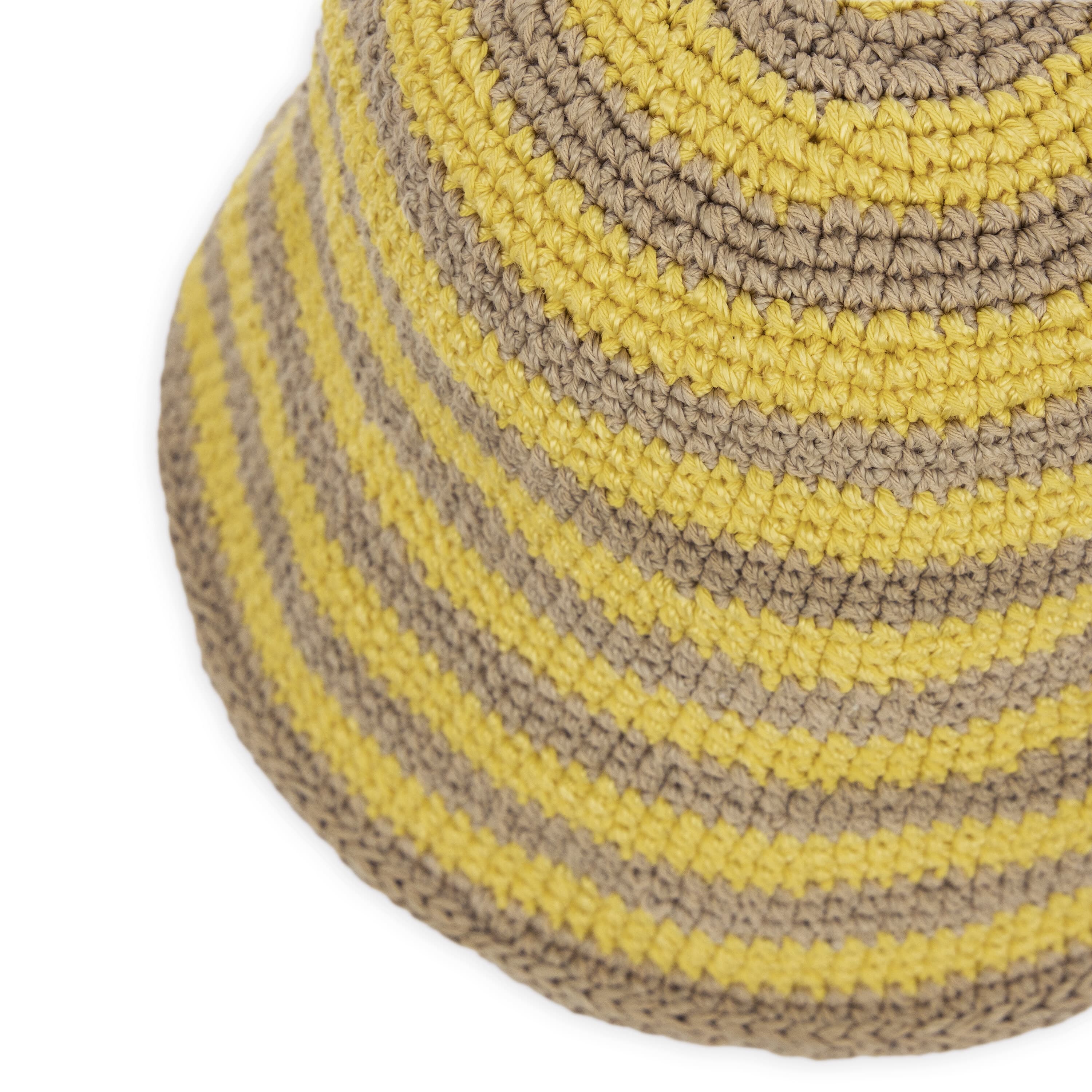 The Sak Lanie Bucket Hat - Hand Crochet - Lemon Drop Stripe